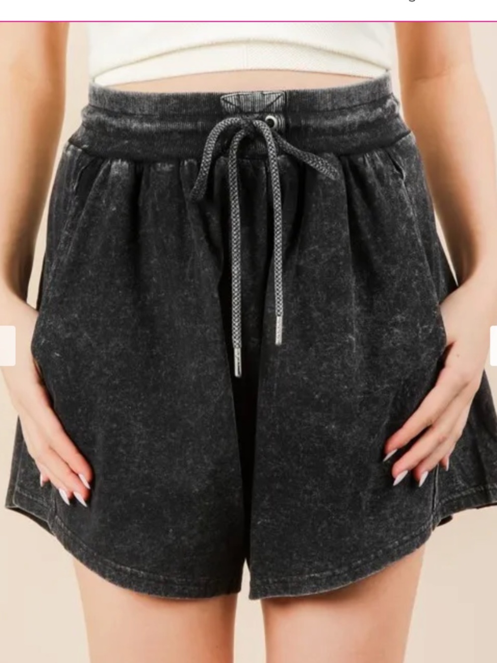 VERY J Mineral Washed Comfy Baggy Black Shorts NWT